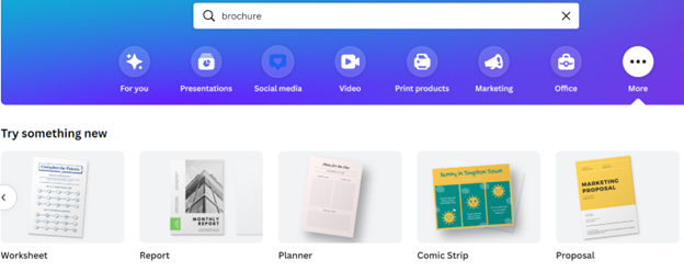 Screenshot of Canva template library